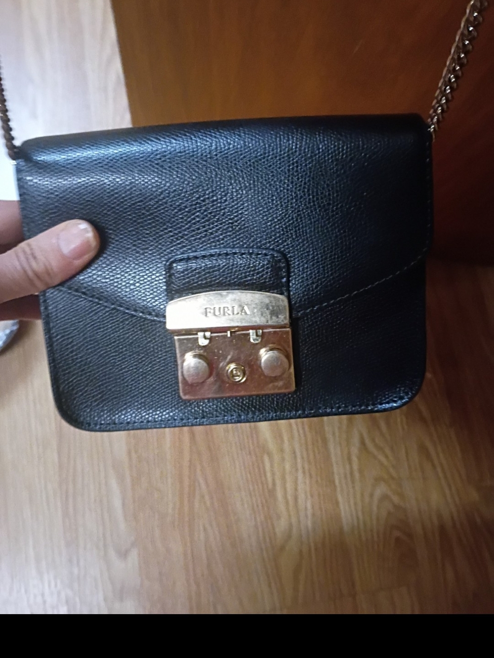 Offers Welcome Furla Black Leather Crossbody with Gold-Tone Lock